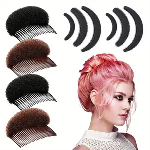 10 Pieces Hair Bump Sponge Volume Hair Bases Set Bump It Accessory Styling Tools up Combs Clips Sponge Bun Updo Accessories for Women DIY Hairstyles Lady Costume(Black, Brown) tiktokshopspringglowup