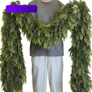 9-Foot Artificial Christmas Cedar Garland, Soft & Thick Pine Material, Green Faux Cedar Pine Wreath, Festive Holiday Decoration for Fireplace Adornment, Parties and Home Decor, Indoor & Outdoor