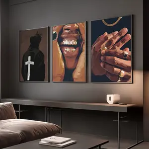 Set of 3 Black Man Art, Wall Decor for Men, Masculine Wall Art no frame