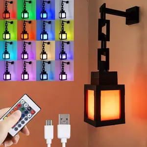 Pixelated Lantern Adjustable Rgb Lighting Night Light USB Rechargeable 16-Color Mood Light with Remote Control for Bedroom Gaming Space Christmas Party Decoration Birthday Gift
