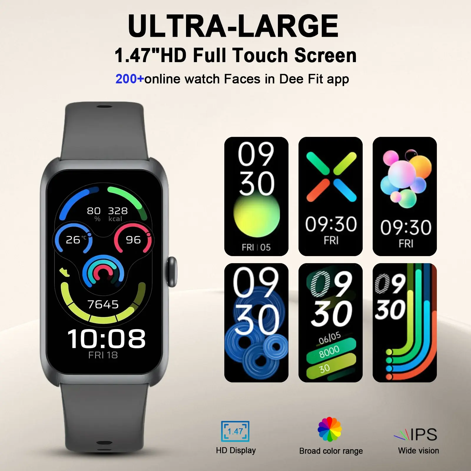 Multifunctional Smart Bracelet, 1.47 Inch HD Touchscreen, Bluetooth-compatible Calls, Heart Rate/sleep/blood Pressure Monitoring, IP68 Waterproof