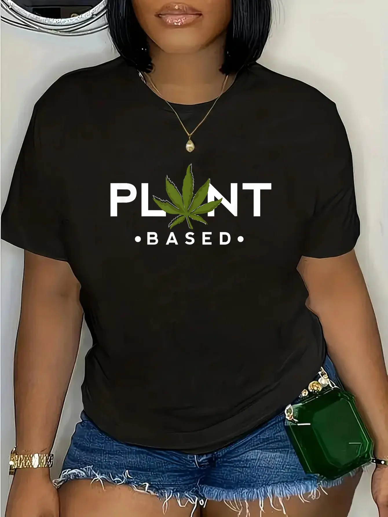 100% Cotton Plant Based Marijuana Leaf Weed Joint Pot Smoker Vegan Gift T-Shirt