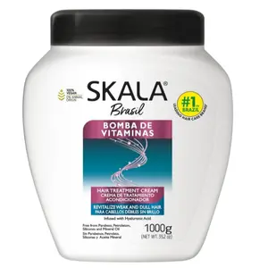 SKALA Brasil Bomba de Vitaminas 2-in-1 Treatment Cream and Leave-In Conditioner Repair and Deep Hydration for Weak and Dull Hair, 35.2 oz
