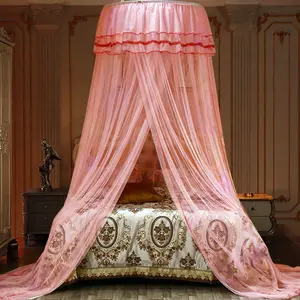 Bed Lace Net for Girls Beds, Play Tent Mesh Canopies Large Lace Dome Drapes Home & Travel (Pink)