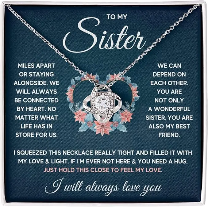 Gift Mall Sisters Gifts From Sister, Necklaces For 2 Big Sister and Little Sister, Happy Birthday Present For Women, Jewelry Best Sister with Message Card and Box