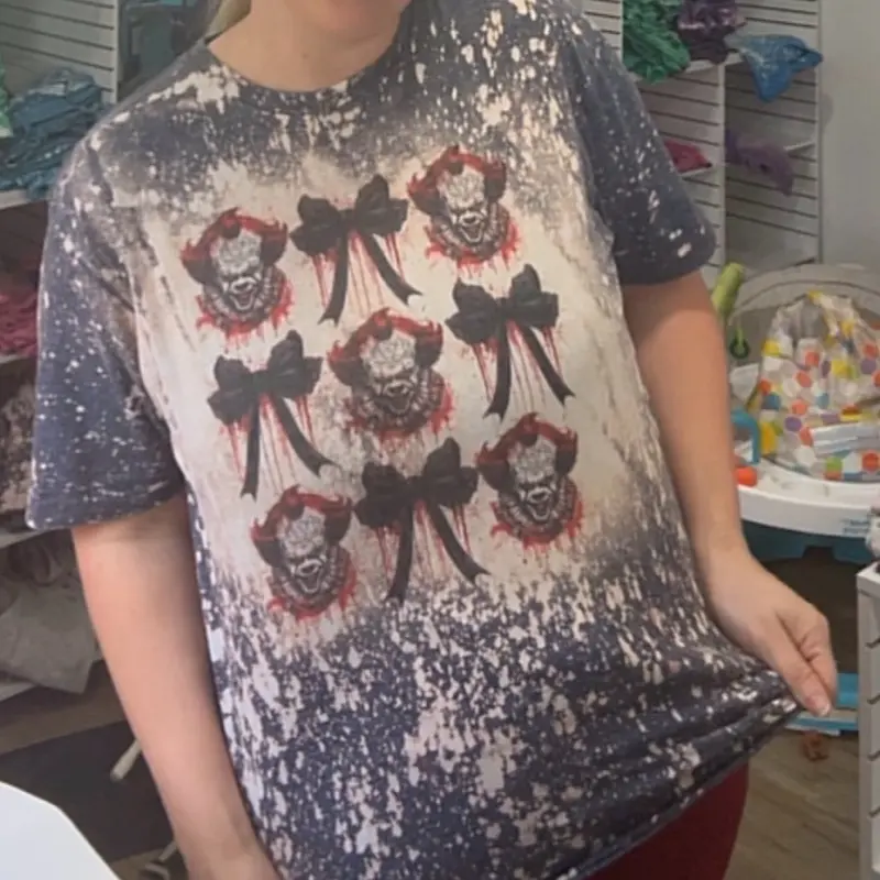 Clowns and Bows  Ash Grey T-Shirt - Horror Bleached - Gildan - Unisex