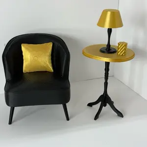 Black Sofa Chair & Table Set 1/6 Scale Furniture 3D Printed for Dolls No Doll Included