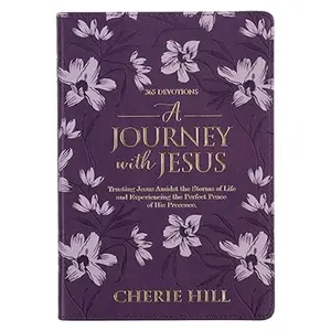 Summer Gift  A Journey with Jesus 365 Devotions for Women, Purple Floral Faux Leather Flexcover