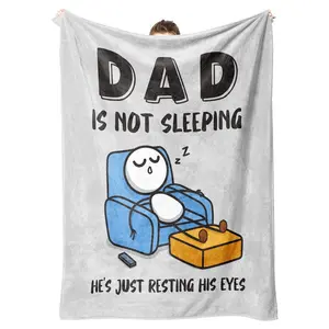 Funny Birthday Gift for Dad Husband, Dad is Not Sleeping Blanket, Fathers Day Dads Gifts from Daughter Son, Super Soft Throws Blanket for Couch and Napping