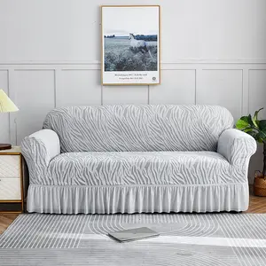 Anti-Slip Thick Jacquard Sofa Cover High Stretch Ruffle Skirt Washable for Armchair Loveseat Sectional