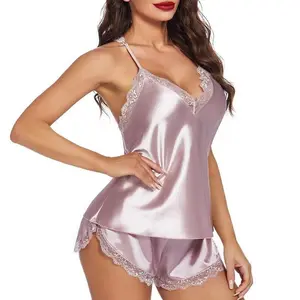 Women’s satin sleepwear set; women’s underwear shorts set; sleepwear (sizes S–XXL).