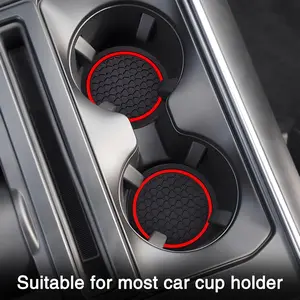 Car Cup Coasters, Red - 2 Pack 2.77 Inch Universal Auto Cup Holder Insert Coasters, Non-Slip Anti Dust Mats Great for Most Car Interior Accessories