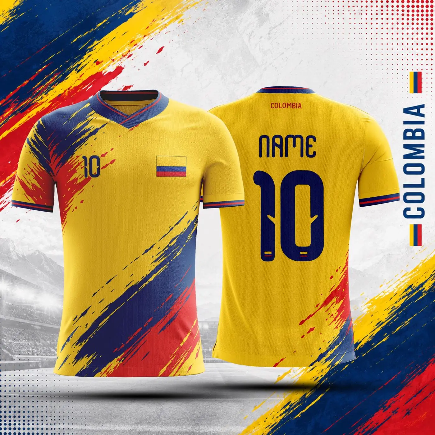 Custom Colombia Soccer Jersey | Personalized Name & Number Football Shirt | Colombian Futbol Fan Gift | Yellow Soccer Kit