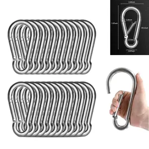 Spring Snap Hook, 25Pcs 1.97 inch 304 Stainless Steel Carabiner Steel Clips Keychain Heavy Duty Quick Link for Camping Hiking Traveling Fishing,Car Interior Clips