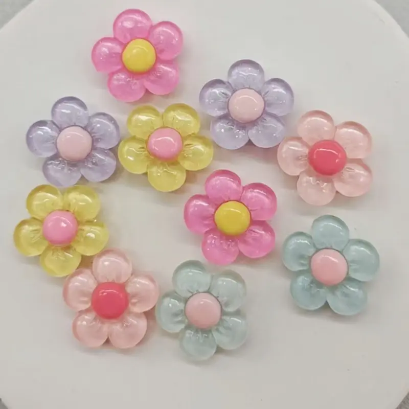 Summer Lovely Shiny Transparent Flower Shoe Charms, 10 Counts Cute Cartoon Shoe Decoration for Clogs, Shoes DIY Decoration Accessories, Shoe Embellishments, Shoe Adornments, Footwear Accents, Diy With Charms for Women & Girls