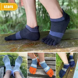 3pairs Man Five Finger Socks Large Plus Size Pure Cotton Compression Mesh Breathable Sweat-Absorbing Sport Fitness Ankle Toe Socks Boy dots  socks  sport