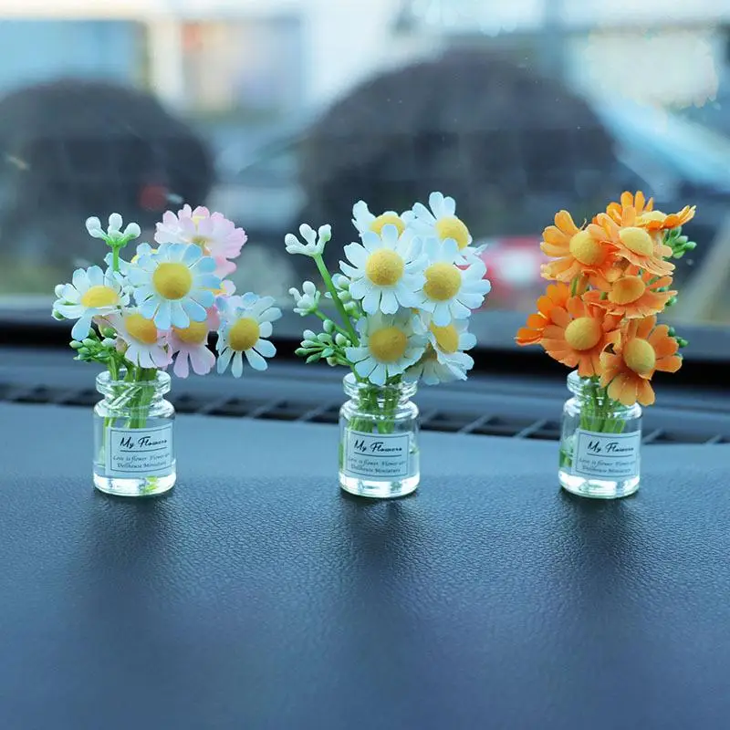 Car Dashboard Flower Vase Decoration, Mini Simulated Car Interior Decoration, Center Console Decoration Car Accessory, Creative Gift for Girlfriend
