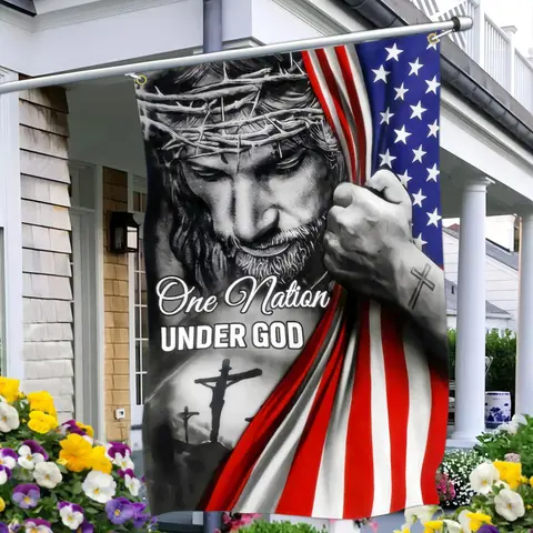 "One Nation Under God" Flag, Christian Jesus Flag, Home Garden & Yard Decorative Flag, Outdoor Garden & Patio Decoration Accessory