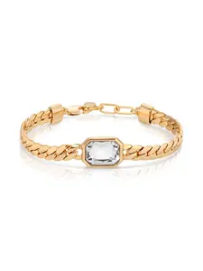 Ettika Deco Bracelet 18k Gold Plated Zinc Glass 7 Inch Length with 1 Inch Extender Chain Lobster Clasp Closure for Adults