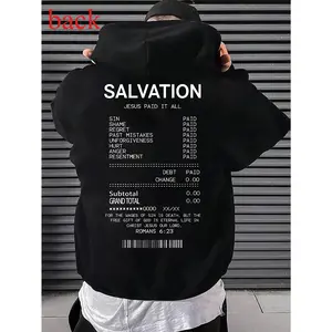 Jesus Debt Paid SALVATION Hoodie. Men'S Casual Autumn Winter Wear. Cozy, Trendy. Features Religious Print, Perfect Street Style