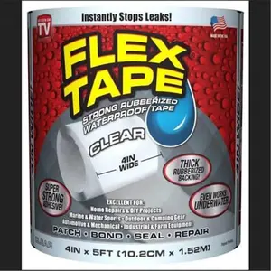 212 MAIN Rubberized Flex Tape, 4 in. x 5 ft. Grey, for Waterproofing & Leak Sealing (DIY, Scrapbooking & Stamping Use)