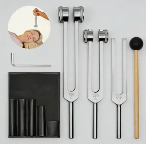 Tuning Fork Set 128Hz 256Hz 512Hz with Hammer | Sound Healing Tool for Therapy, Meditation & Chakra Balance