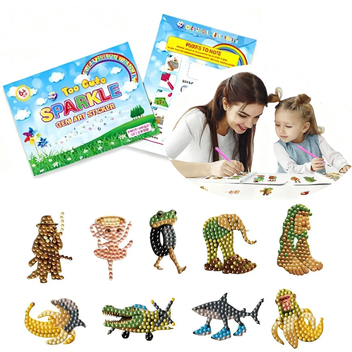 CALLMEAI Gem by Number 20 Pack - 20 Individual Eid al-Fitr tung tung tung sahur Shark in the Shoe Bombardiro Crocodilo Gem by Number Designs - Diamond Jewel by Number Art, Creative Gem Craft, Great Gift for Birthdays for Girls and Boys Ages 6 and Up