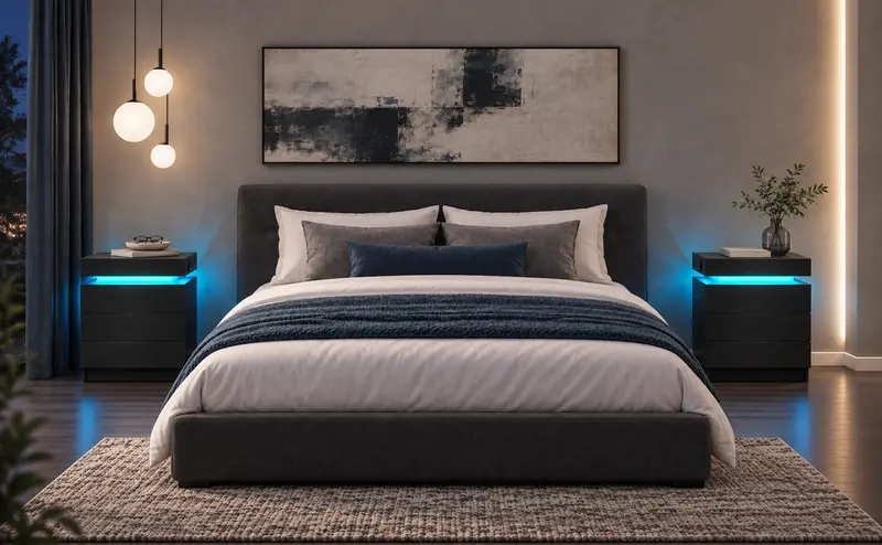 LIKIMIO Nightstand with Charging Station & LED Lights, Modern Bedside Table with 2- or 3-Drawer Options, Sliding Top, Standard Top or Lockable Top Drawer, End Table for Bedroom & Small Spaces Nightstand With Drawers