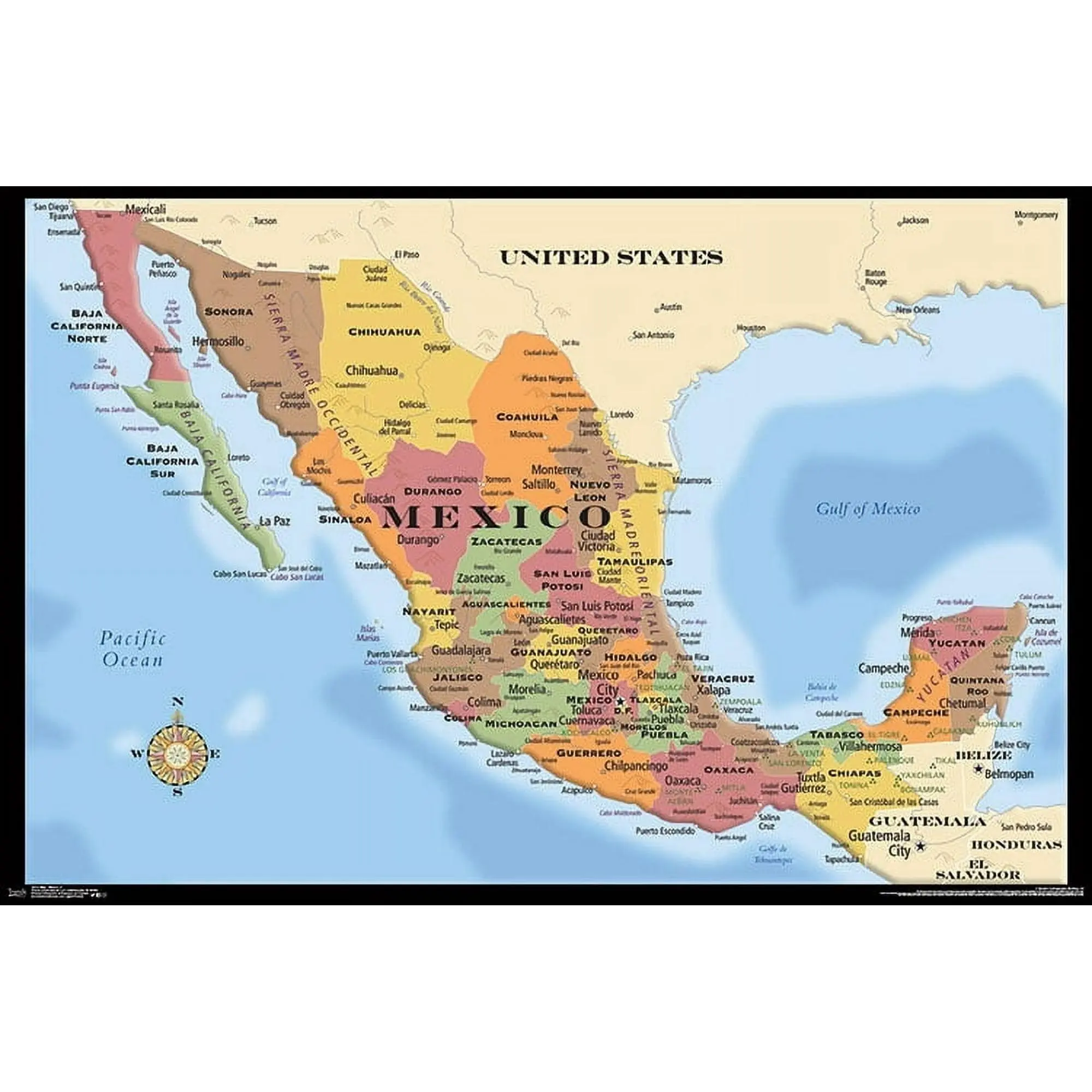 [UNFRAMED POSTER] Map - Mexico Poster
