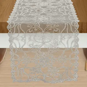 Elegant Comfort Embroidered Ingrid Table Runner - Lace Decor for Dining Tables, Dressers, and Coffee Tables