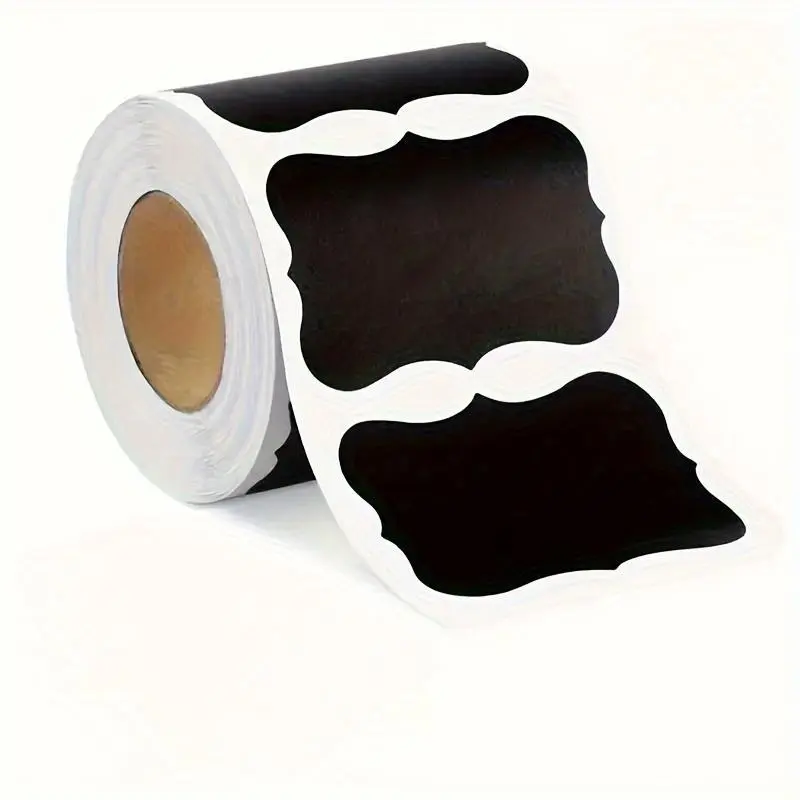 1 Roll of 120 Black Reusable Waterproof Label Stickers with Pen/only 1 pen/only 1 Roll of 120 Black Reusable Waterproof Label Stickers, Wavy Kitchen Utensil Room Tags for Containers, Jars, Spices and Food