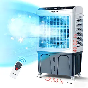 VAGKRI cooling-type household air conditioner, 12 Gal Tank, 3000 CFM, 3 modes, 3 fan speeds, 120° oscillation, 24-hour timer, fee remote control, household fan, floor fan, suitable for indoor and outdoor use.