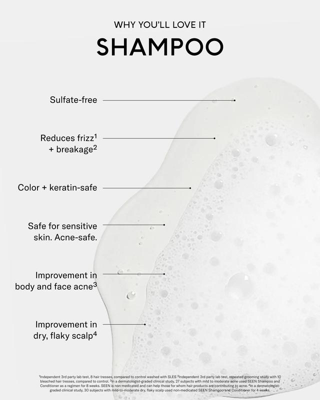SEEN Shampoo Fragrance Free - Non Comedogenic, Sulfate-Free Gentle Cleansing for All Hair Types