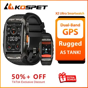 [With GPS] KOSPET X2 Ultra Smartwatch,Fitness Tracker,Bluetooth Calls,44-Day Battery Life,50M Waterproof,AMOLED Display, Full-Metal,Android&iOS Watches Black,Wearable,Watches Men Smartphone,Heart Rate Monitor,Smart Band,Blood Pressure,HealthTracker,