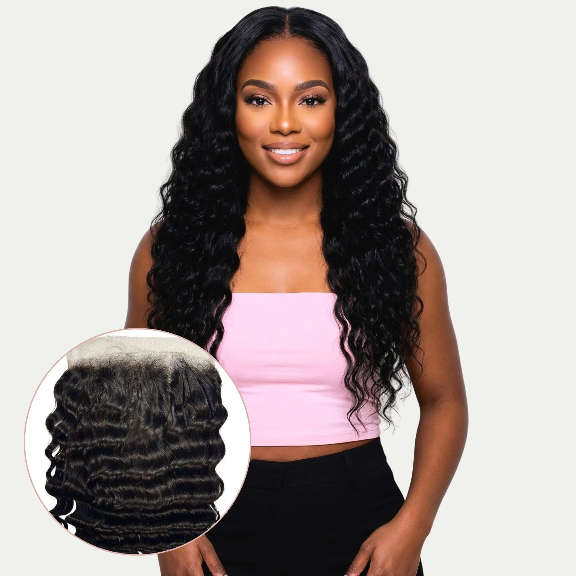 Deep Wave 7x7 HD Lace Human Hair Closure - Virgin Hair, 100% Human Hair, Ultra-Thin HD Lace, Big Curls, Free Part, 35g