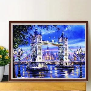 1countDIY Diamond Painting Kit London Bridge Pattern, Cross Stitch Art Set, Beginner Friendly Handmade Bead Craft, Perfect Gift for Home Decor
