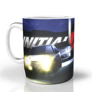 Street Racing Manga Initial White Ceramic Mug, Initial D Anime Manga Graphic Mugs, Cute Funny Christmas Mugs for hot Coffee Tea Cup