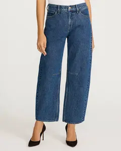 Express Mid Rise Medium Wash Barrel Jeans