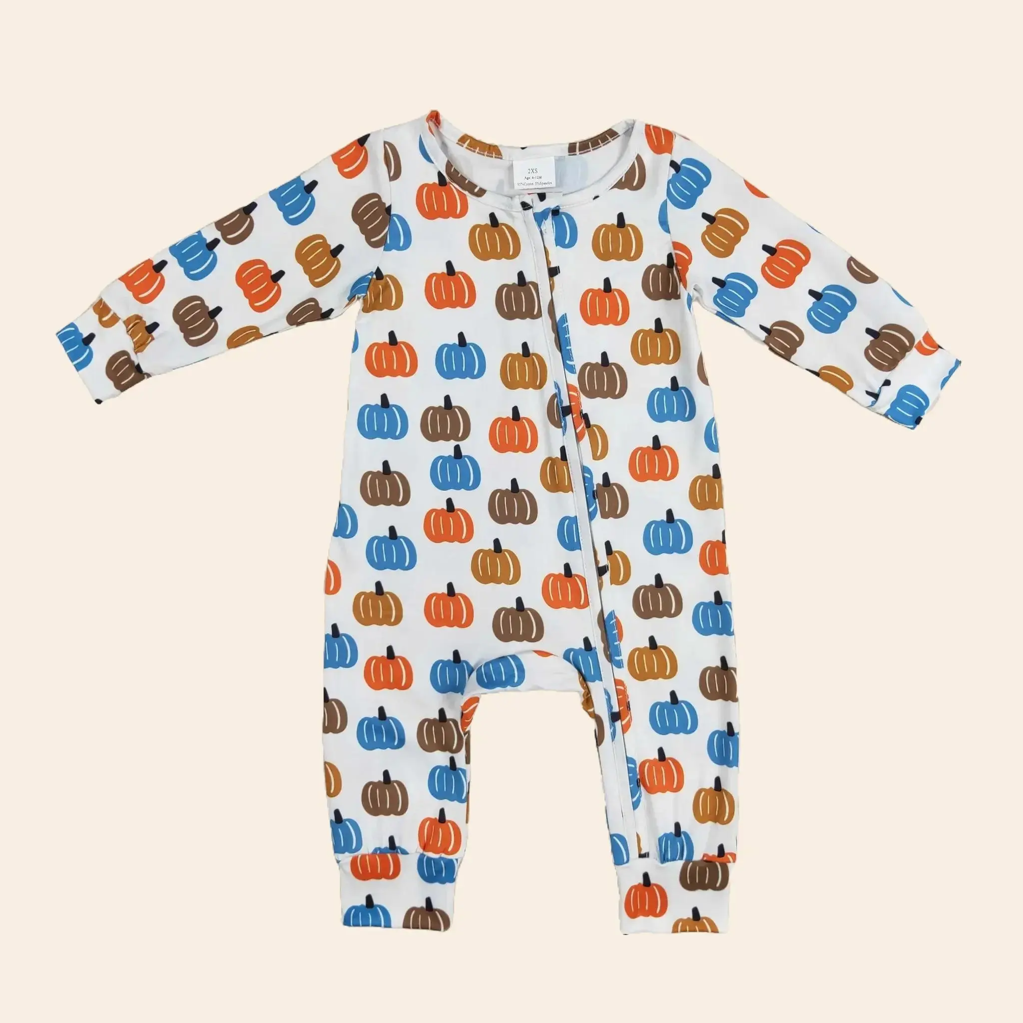 Baby Boy's Pumpkin Romper, Hooded Long Sleeve Cotton Blend 1-Piece Outfit, Fall Winter Newborn Clothes, Baby Boy Clothes, Long Sleeve One-Piece Baby Boy's Bodysuits & One Pieces