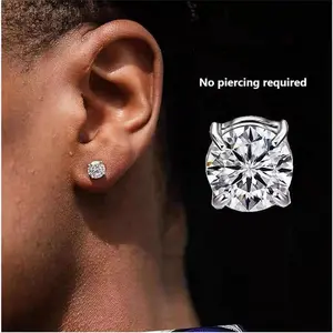 Magnetic Stud Earrings for Men Clip on Earring Stainless Steel Magnet Earring Unisex Non Piercing CZ Hoop Cross Diamond Magnetic Earrings for Men Women