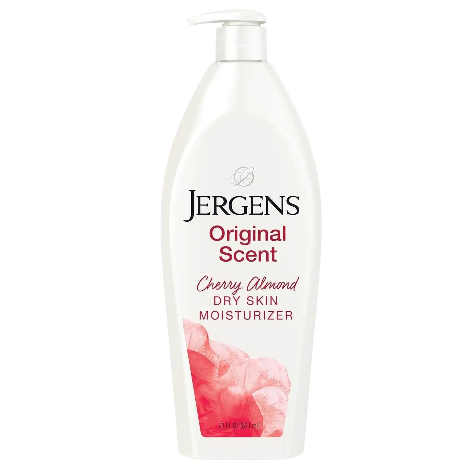 Jergens Cherry Almond Hand & Body Lotion, Dry Skin, 21 fl oz | Fast-Absorbing Moisturizer, Vitamins E, C & B5, Softens Dry Skin, Dermatologist Tested, Cherry Almond Scent
