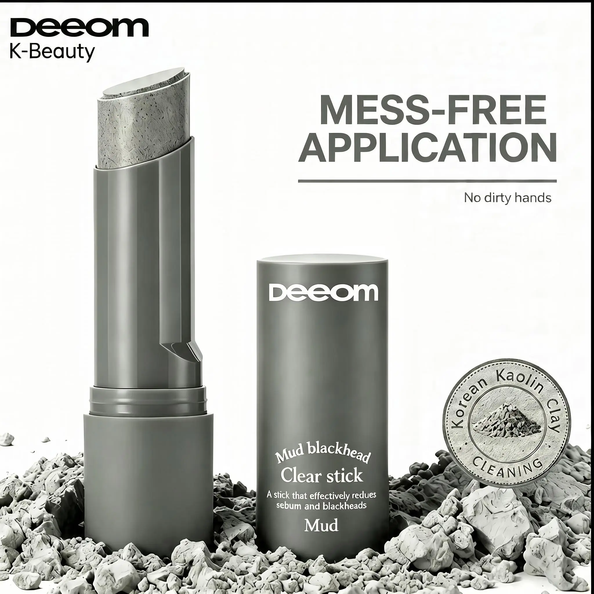 Deeom Mud Blackhead Clear Stick, K-Beauty Pore & Blackhead Stick for Oily & Combination Skin, Deep Cleansing Gentle Exfoliation, Soothing Hydration with Kaolin Clay Complex, Specialized Blackhead Care, Net Wt.0.49 oz (14g)