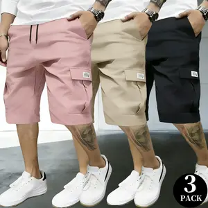 Men’s Summer Cargo Shorts (Pack of 3), Men’s Casual Athletic Bermuda Shorts — American Streetwear Style