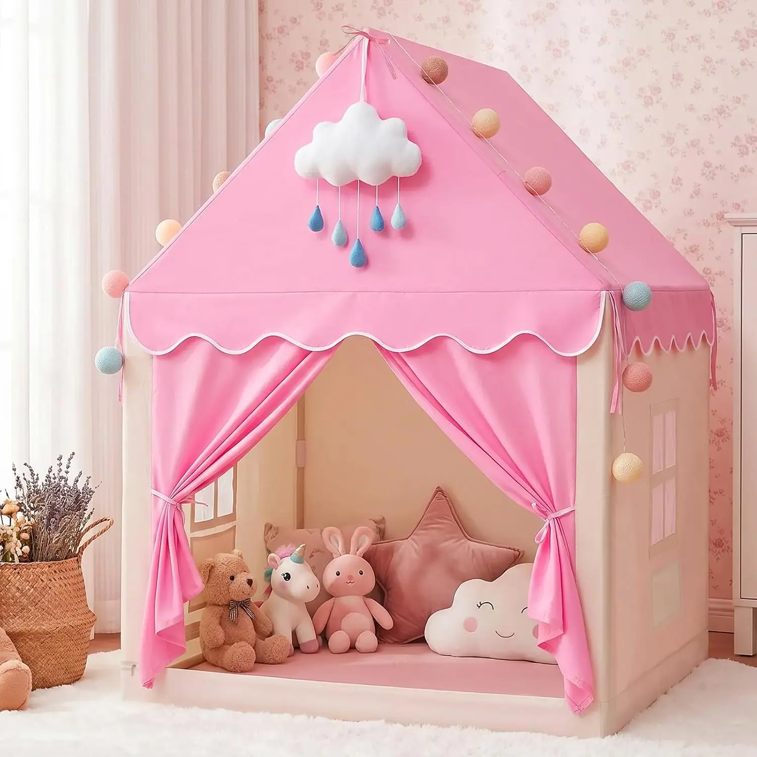 Kids' Fun Play Tent, Pretend Play & Princess Fairy Tale Castle Tent, Toddler Travel Tent | Unisex Secret Space | Portable Indoor & Outdoor Playhouse | Party Decor & Holiday Gift (Birthday/Christmas/Thanksgiving/Halloween)