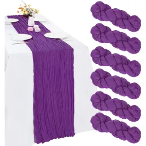 6 Pack Purple 10FT 35 x 120 Inch Cheesecloth Table Runner Boho Gauze Rustic Sheer Fabric for Spring Holiday Wedding Baby Shower Party Decoration