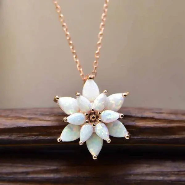 Australian Opal Necklace ¥ October Birthstone Necklace ¥ White Opal Necklace
