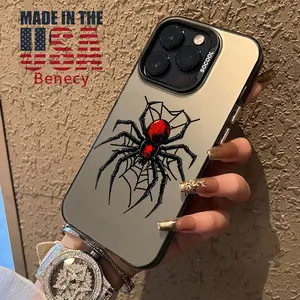 Phone Case for iPhone 15 16 14 Pro Max 13 12 11 XR XS Plus E Fashionable Spider Pattern Full Body Protection Anti-Scratch PC Smartphone Cover Cellphone Protective