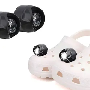 Rechargeable Croc Headlights - 2 PCS LED Lights for Kids & Adults, Waterproof Hands Free Flashlights for Camping & Dog Walking (Black)