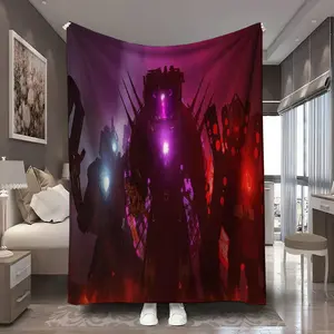 1Pc Warhammer 40K Toilet Man Mecha Fierce Battle Pattern Digitally Printed Flannel Blanket - 100% Polyester Flannel Digitally Printed Nonwoven Lightweight and comfortable in all seasons Portable Blanket