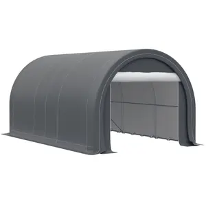 10x16 Carport Shelter Gray 360 Degree Sidewalls Store Car Lawn Equipment or Construction Materials for Backyard or Worksite
